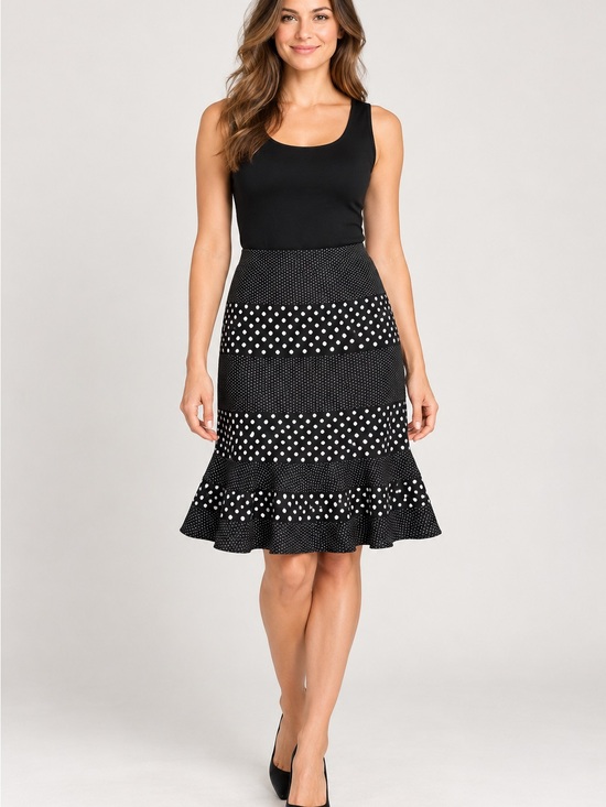 Karl Lagerfeld Dresses & Skirts - Karl Lagerfeld‎ Black with White Polka Dot Trim Skirt size 10
